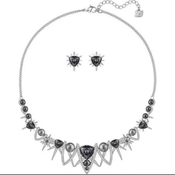 SWAROVSKI Sign Fantastic Floral Spike Necklace & Earring Set - Picture 1 of 10